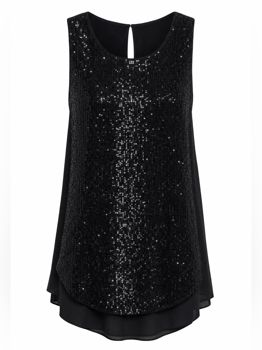Papillon Black Sequin Layered Top XS NWT Sleeveless